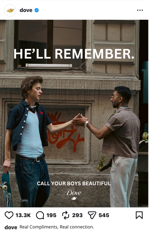 Dove Instagram execution encouraging men to compliment their friends