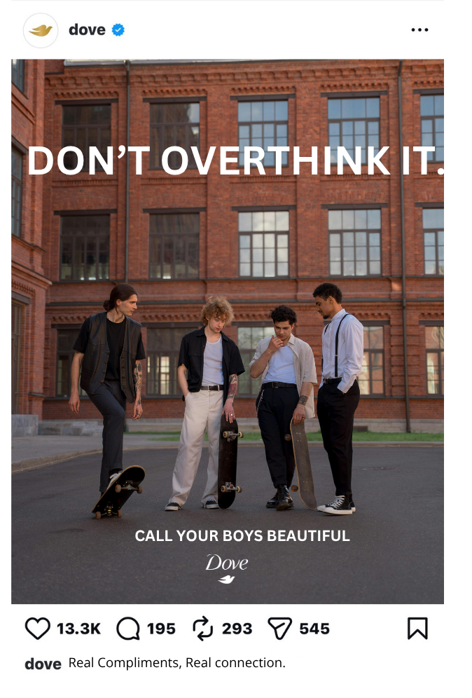 Dove Instagram execution for Call Your Boys Beautiful